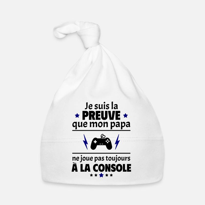 Preuve que mon papa console, papa geek, nerd, game - Bonnet bio Bébé - blanc