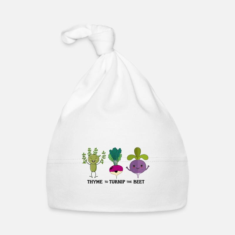Thyme To Turnip The Beet Funny Vegetable Motif Organic Baby Cap