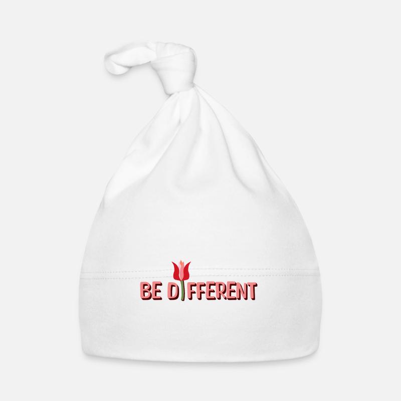 Be Different Tulips & Positive Affirmations - Organic Baby Cap - white