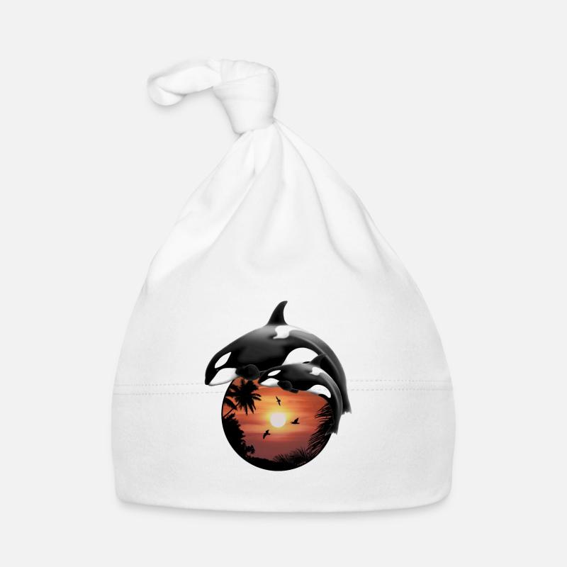 Orca killer whale palm beach - Organic Baby Cap - white