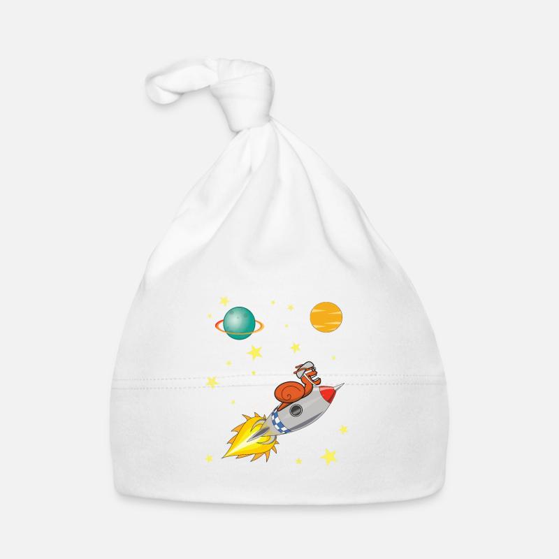 Escargot avec fusée voyageant dans l'espace Bonnet bio Bébé