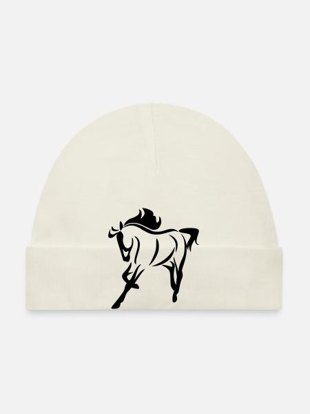 Imprimer et dessiner le motif cheval sur sweat à capuche - Bonnet bio Bébé - blanc - Devant