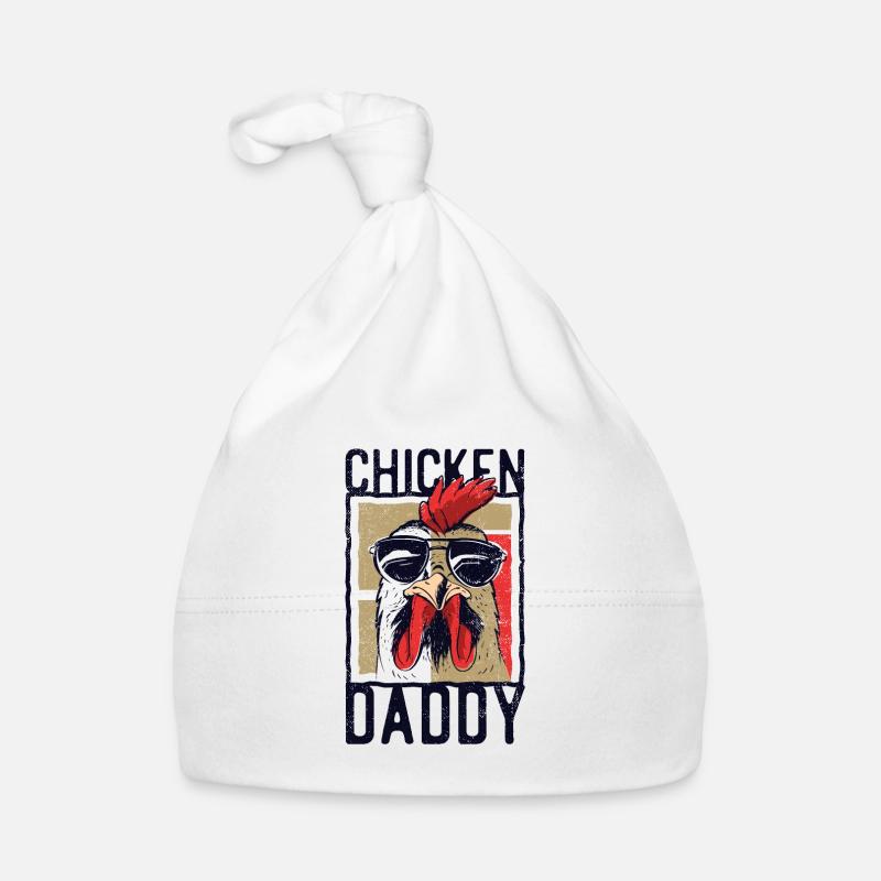 Conception drôle de papa de poulet pour le coq dans le panier Bonnet bio Bébé