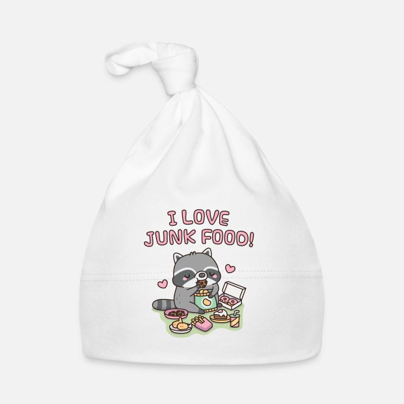Raton laveur mignon J’adore la malbouffe drôle Bonnet bio Bébé