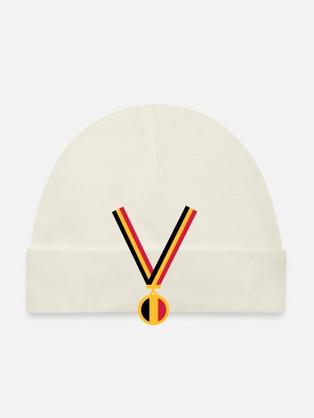 gold_medal_be_flag_3_clr - Bonnet bio Bébé - blanc - Devant