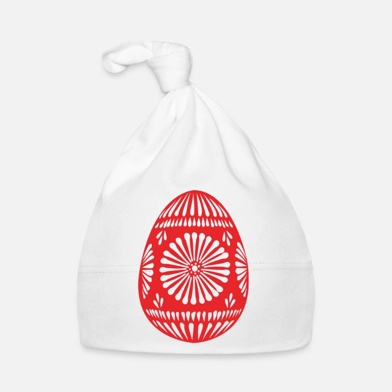 Rotes gemustertes Osterei Baby Bio-Mütze