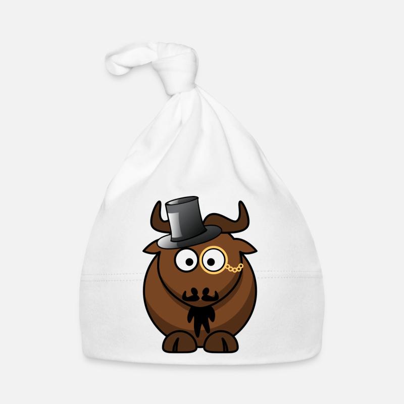 Büffelkarikatur mit Monokel Baby Bio-Mütze