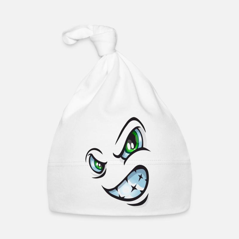 Visage de bande dessinée en colère Bonnet bio Bébé