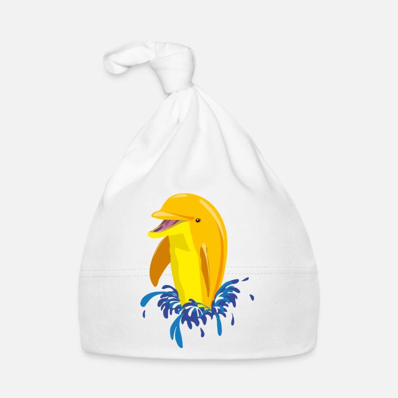 Dolphin yellow splashes Organic Baby Cap