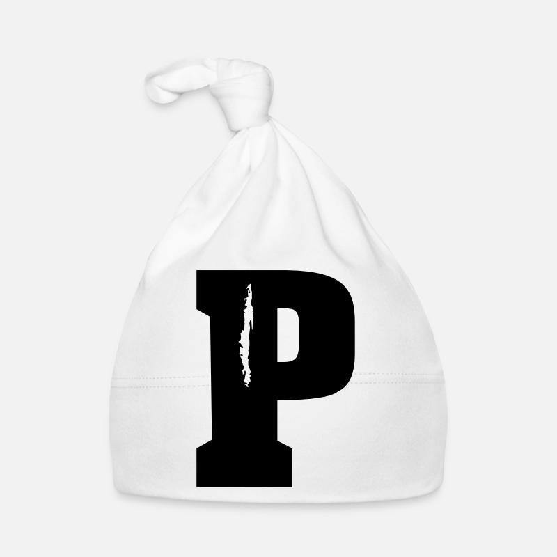 P - Buchstabe - Baby Bio-Mütze - Weiß