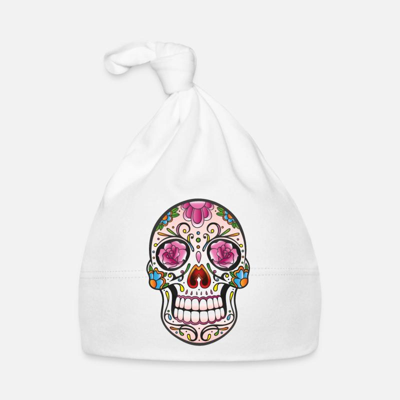 Mexican Sugar Skull, day of the dead Bonnet bio Bébé
