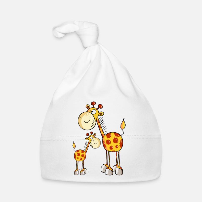 Girafe maman et bébé Bonnet bio Bébé