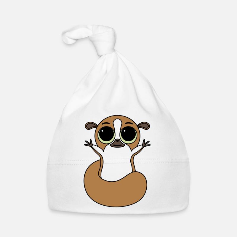 Lémurien souris - Bonnet bio Bébé - blanc