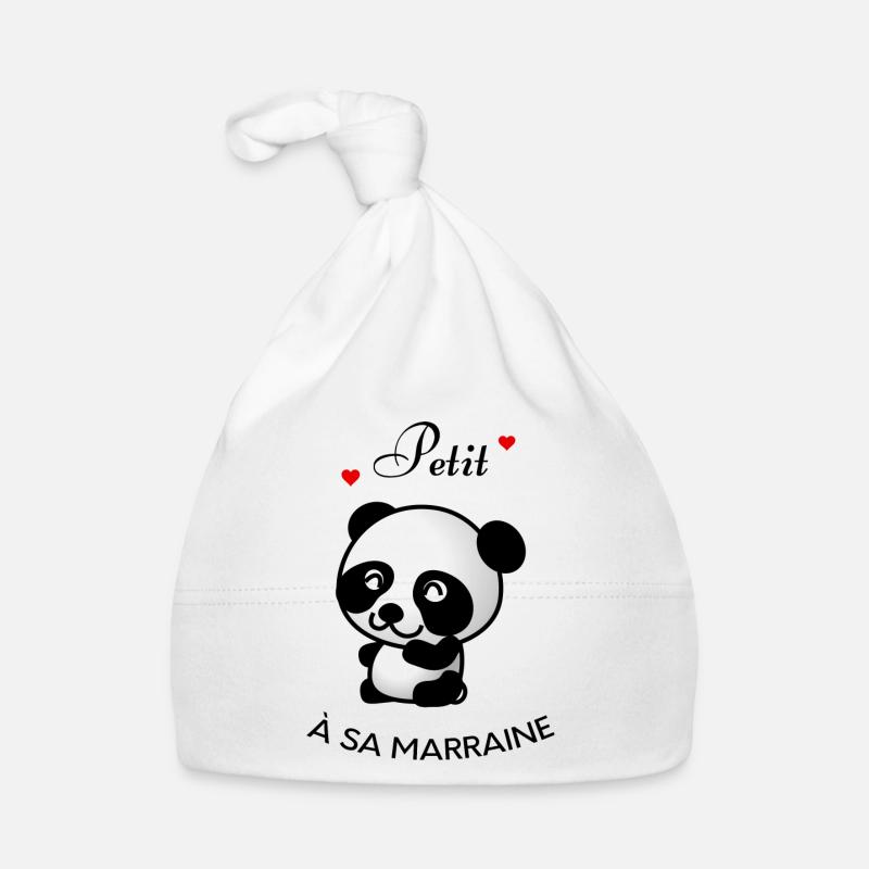 Petit panda à sa marraine - Bonnet bio Bébé - blanc