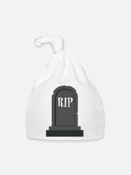 Grabstein RIP Halloween - Baby Bio-Mütze - Weiß - Vorne