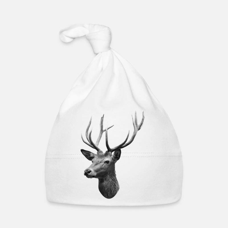 Tête de cerf - Bonnet bio Bébé - blanc