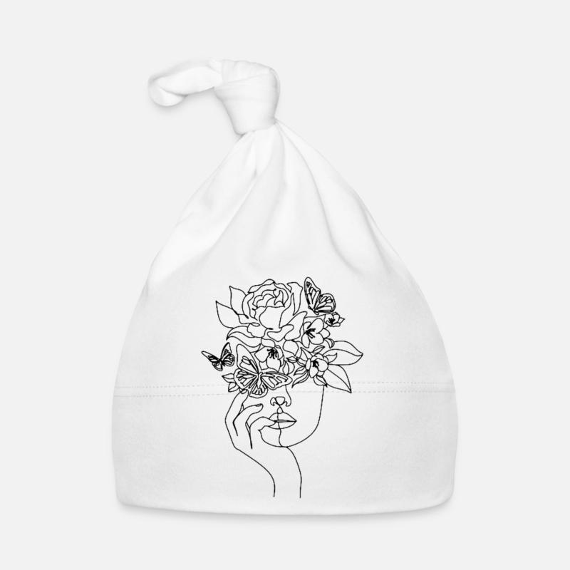 Fleurs dans les cheveux - Bonnet bio Bébé - blanc
