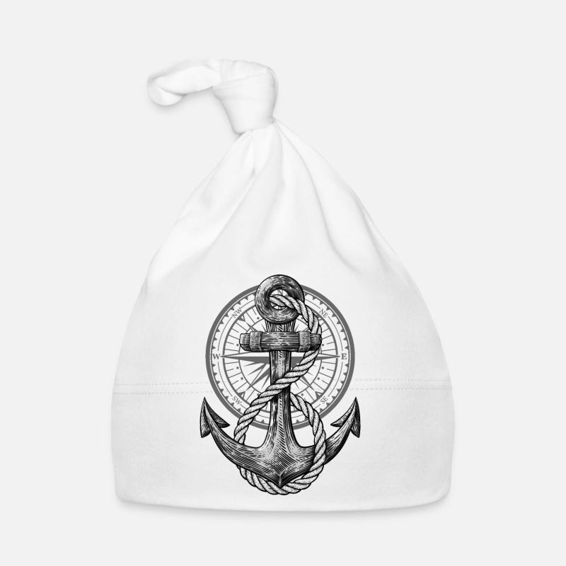 Anchor with compass, maritime design for skipper Organic Baby Cap