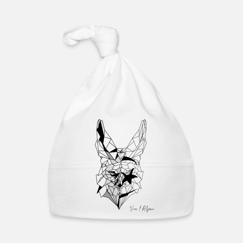 Fennec polygone drapeau de l'Algérie - Bonnet bio Bébé - blanc