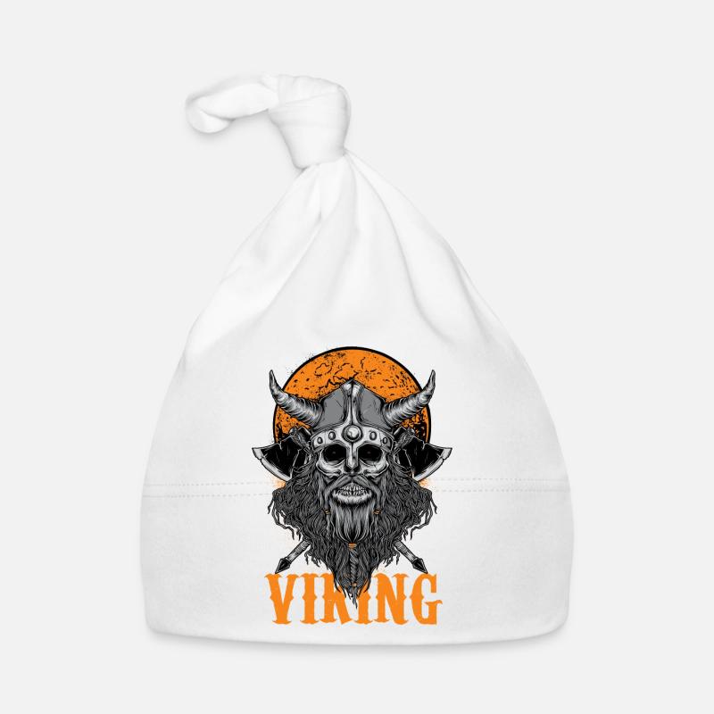 Wikinger Schädel mit Helm und Bart Nordmann Wild Baby Bio-Mütze