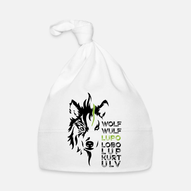 GOWILD Wolf - allover design - black-green Organic Baby Cap