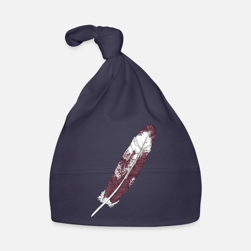 Grande plume brun-blanc dessinée à la main (aigle à queue blanche) Bonnet bio Bébé