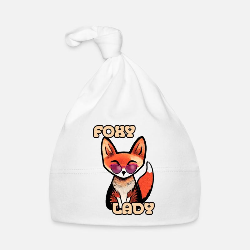 Foxy Lady - Renarde Avec Lunettes de Soleil - Bonnet bio Bébé - blanc