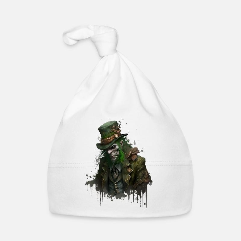 Zombie Leprechaun avec chapeau haut de forme - Bonnet bio Bébé - blanc