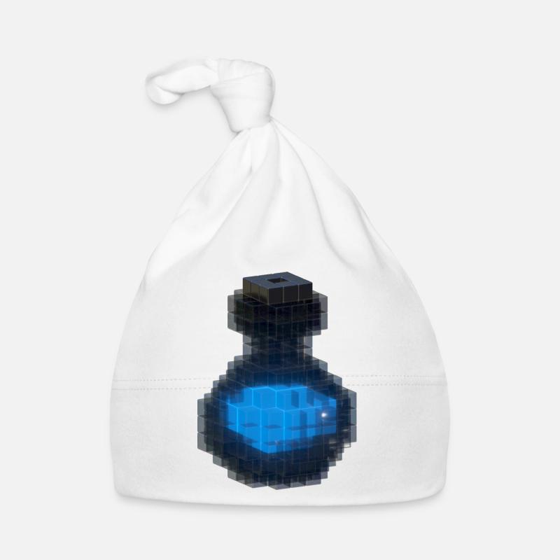 Conception 3D Cube 3D Bouteille Noire & Potion Bleu Océan Bonnet bio Bébé