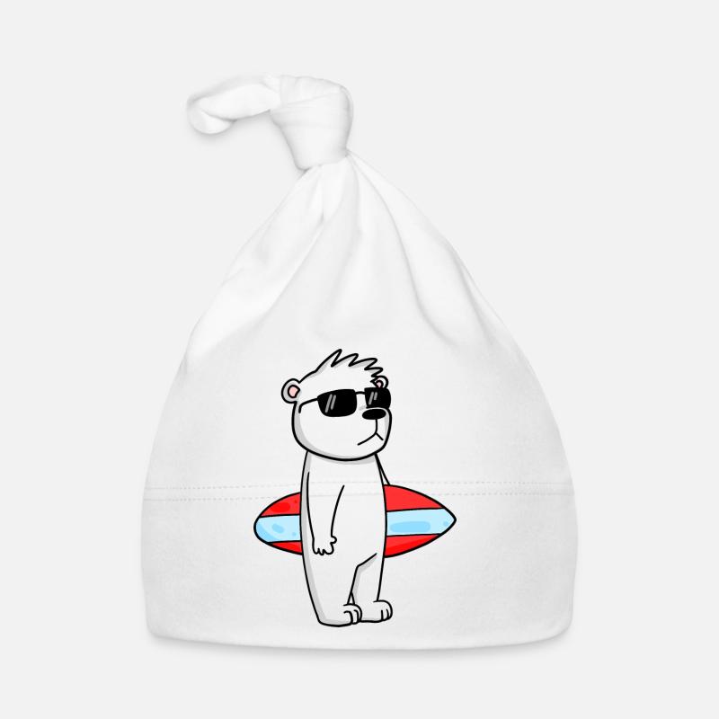 Planche de surf Polar Bear Surfing Bear Cool - Vacances Bonnet bio Bébé