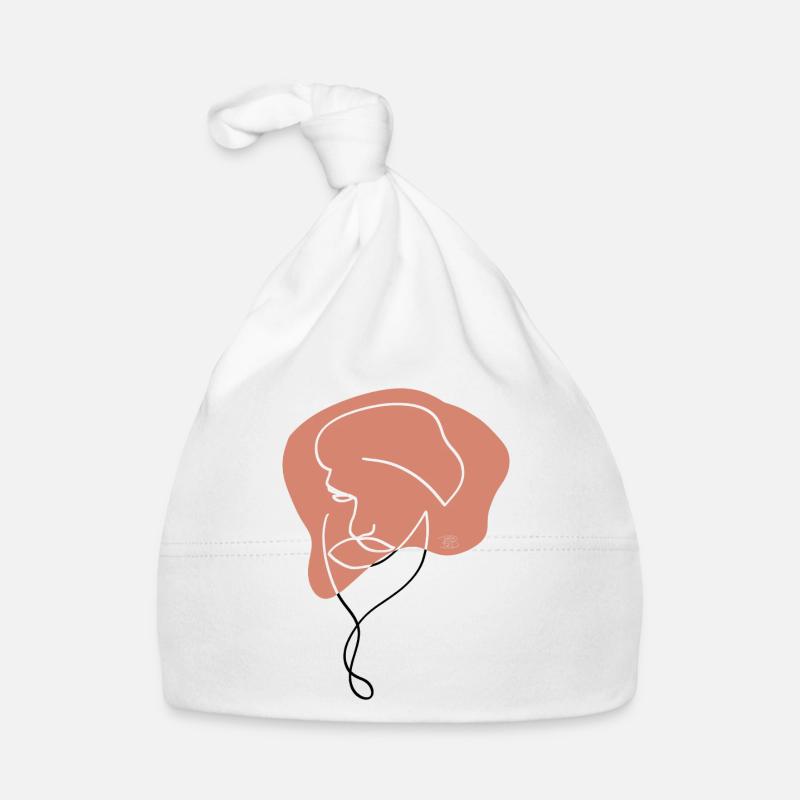 "Man with a Beard", Boho Line Art Design, "Faces" Organic Baby Cap