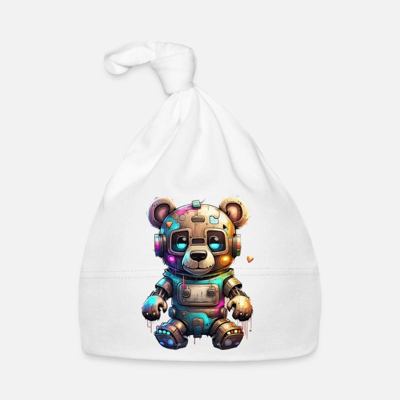 Robot Bear Organic Baby Cap