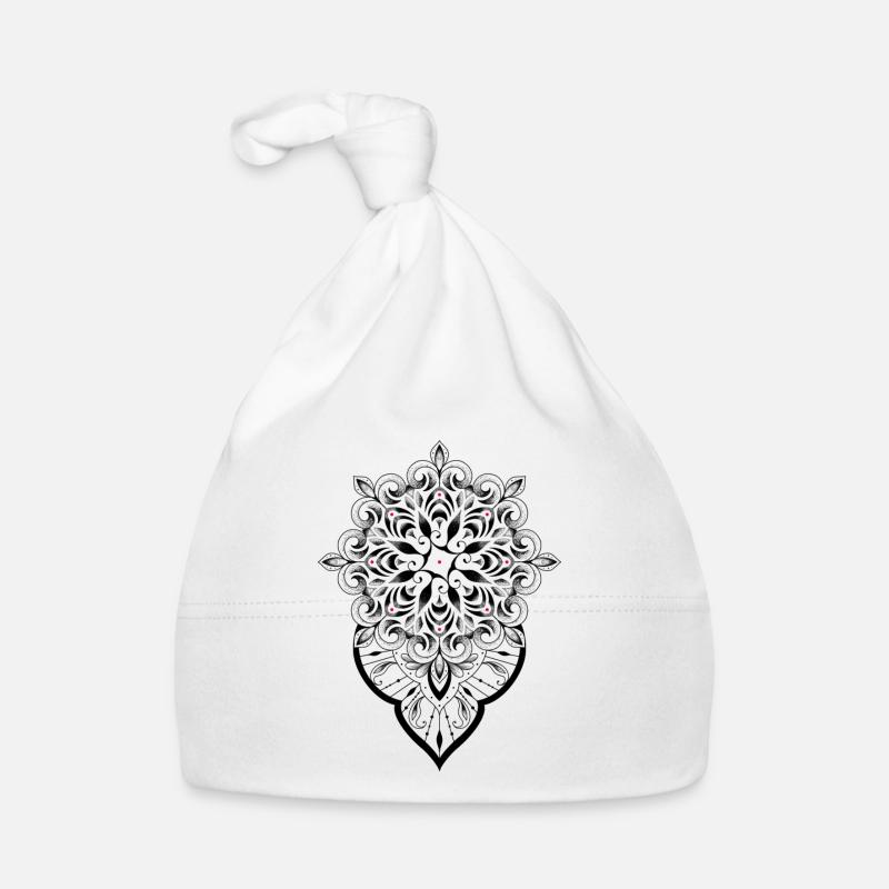 Mandala graphique dot work Bonnet bio Bébé