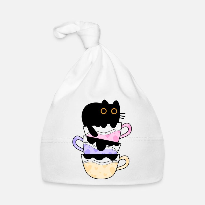 Black Coffee Cat Funny Organic Baby Cap