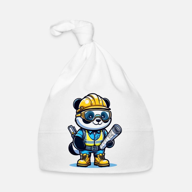 Mignon Panda Ouvrier De La Construction Bonnet bio Bébé