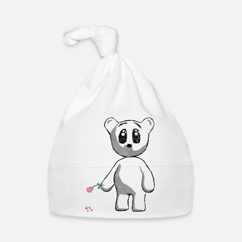 Teddy with Rose Organic Baby Cap