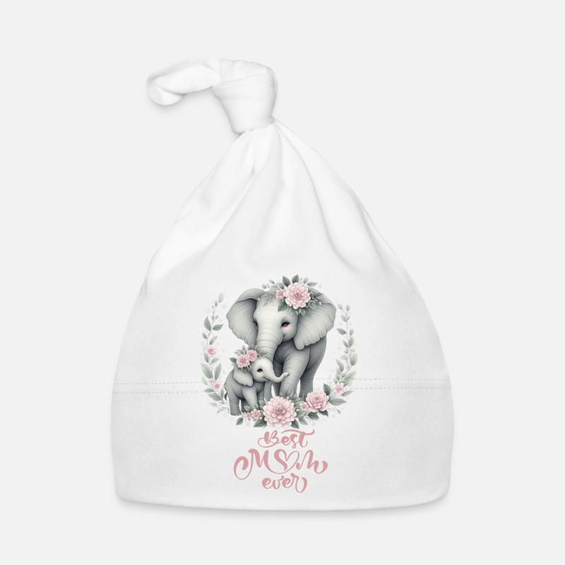 Meilleure maman de tous les temps éléphant Couronne florale maternité Bonnet bio Bébé