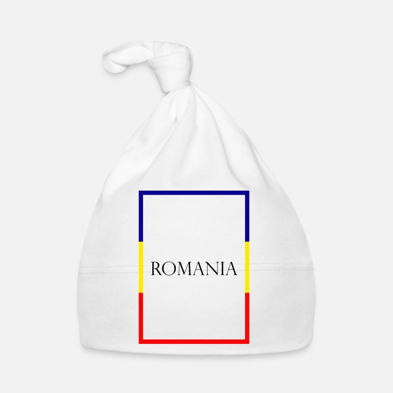 Roumanie Roumanie Lettrage de déclaration avec drapeau Bonnet bio Bébé