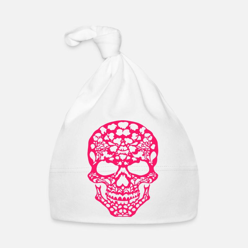 pink skull street - Bonnet bio Bébé - blanc