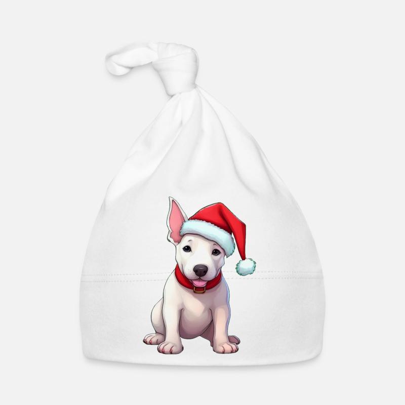 Bull Terrier with Santa Hat Organic Baby Cap