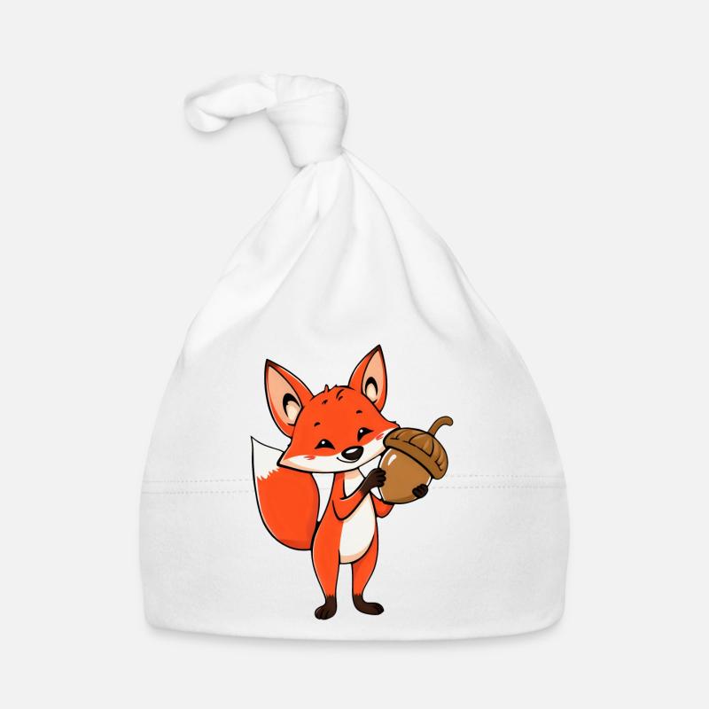 Stolzer Comic-Fuchs mit Eichel Baby Bio-Mütze