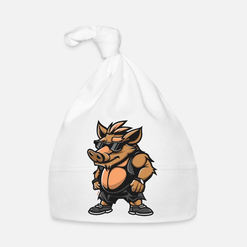 Cochon Bande Dessinée Cool Sanglier Bonnet bio Bébé