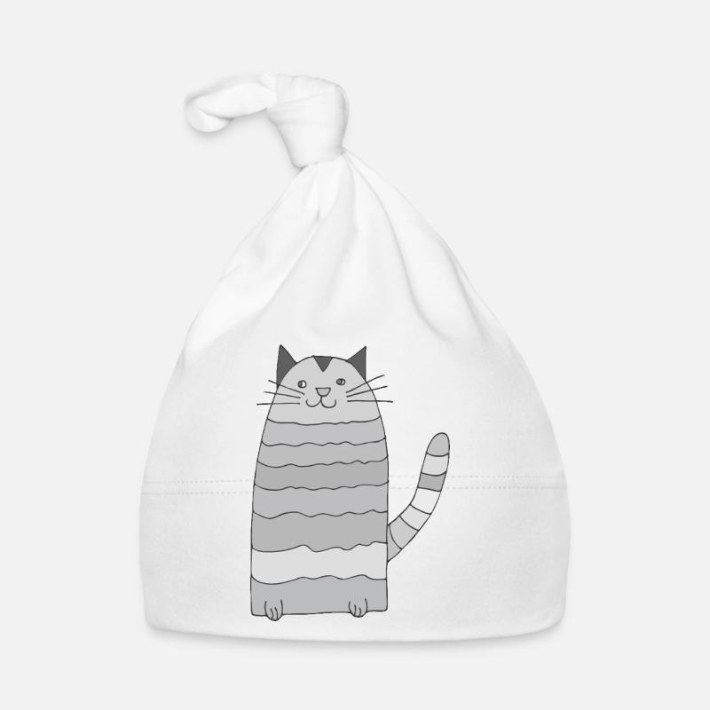 katze geringelt graustufen Baby Bio-Mütze