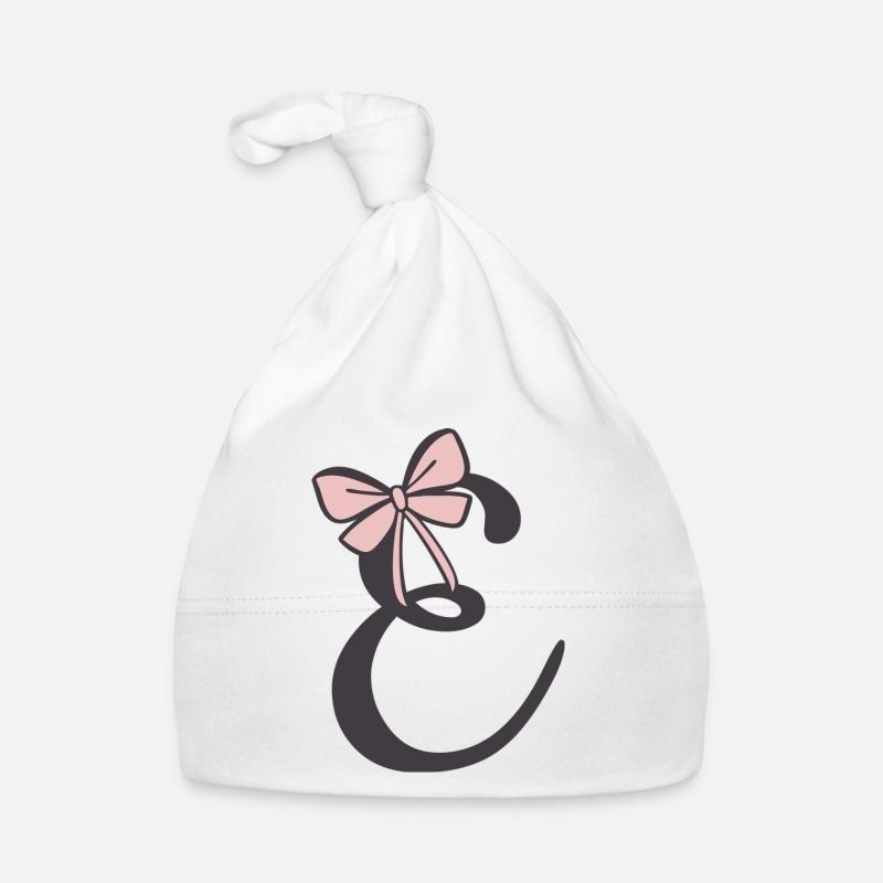 Initial letter E ribbon Organic Baby Cap