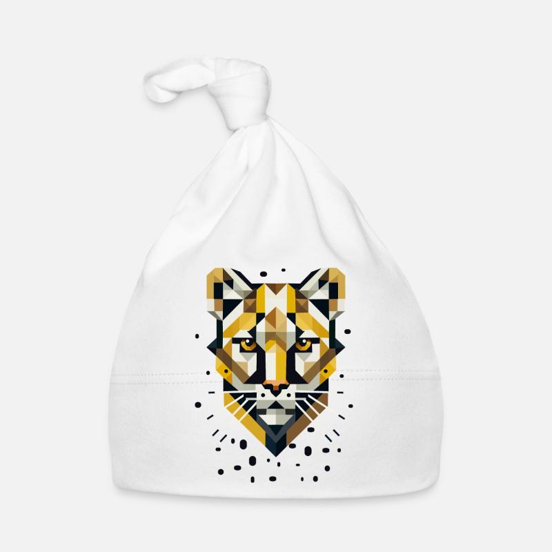 Geometric elegance – big cat in abstract form Organic Baby Cap