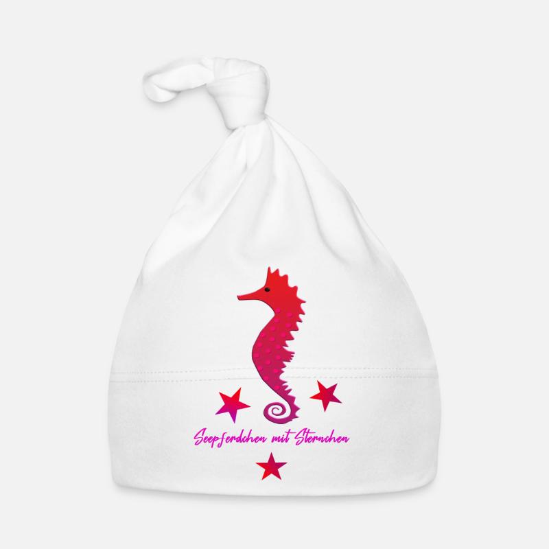 rotes Seepferd mit Sternchen Baby Bio-Mütze