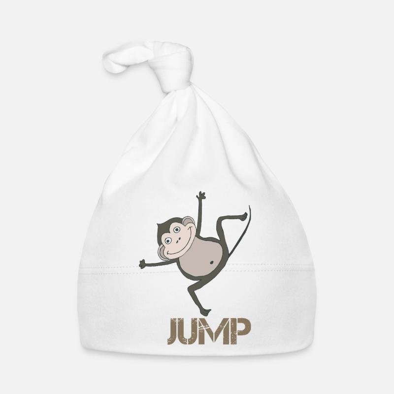 Playful monkey with jumping motif Organic Baby Cap