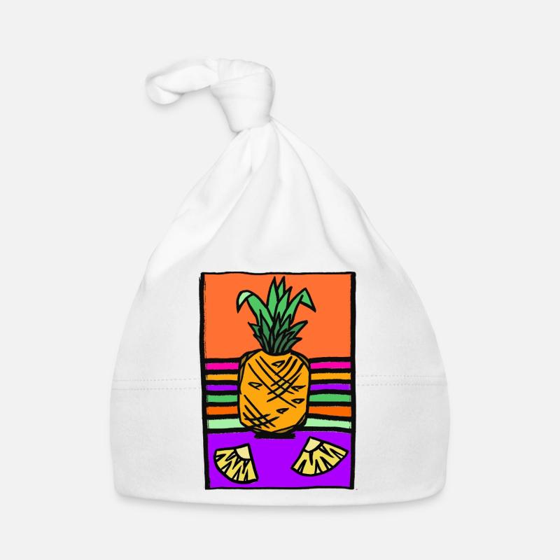 Pineapple Neon Illustration Baby Bio-Mütze