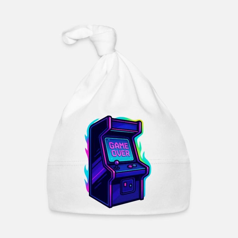 Neon Arcade Game Over Illustration Organic Baby Cap