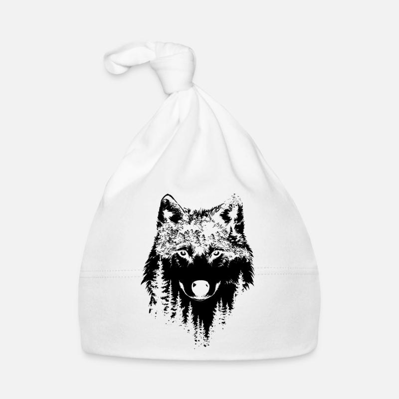 Silhouette de forêt de loups Bonnet bio Bébé